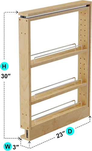 Vista 5 de Dowell - Organizador extraíble de relleno de base de 3 pulgadas con estantes ajustables (madera, 4005 0330B)