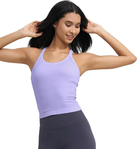 Vista 13 de sphinx cat - Camiseta corta de entrenamiento para mujer, camiseta sin mangas, acanalada, con espalda cruzada y brasier integrado