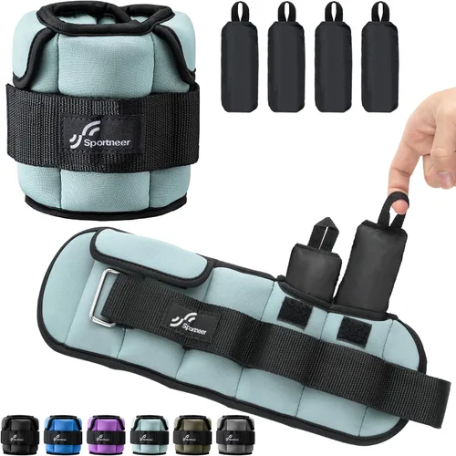Vista 9 de Sportneer Adjustable Ankle Weights for Women & Men, Leg Weights Set with Removable Weights, Upgraded with Handles for Easy Adjustment, Comfortable &
