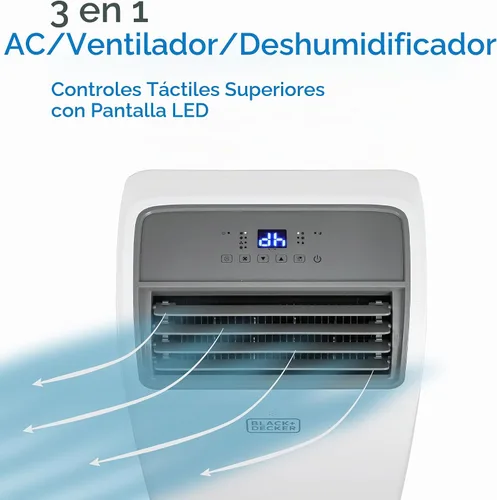 Vista 5 de Aire acondicionado Black+Decker portátil, negro, blanco, 1 unidad