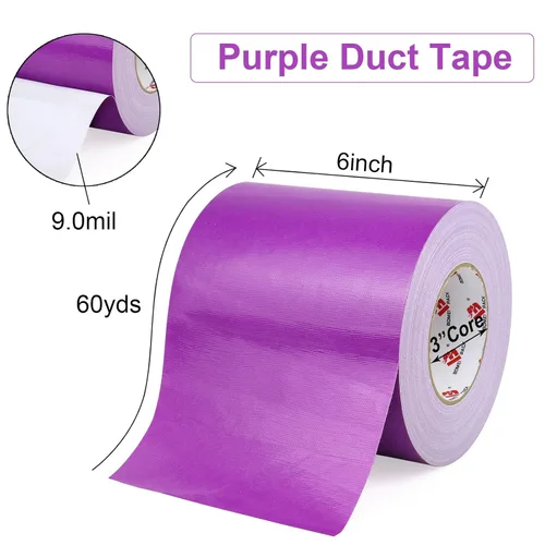 Vista 2 de BOMEI PACK Cinta adhesiva morada de 6 pulgadas, resistente, 6 pulgadas x 60 yardas, cinta ancha morada, fuerte resistencia, flexible, sin residuos
