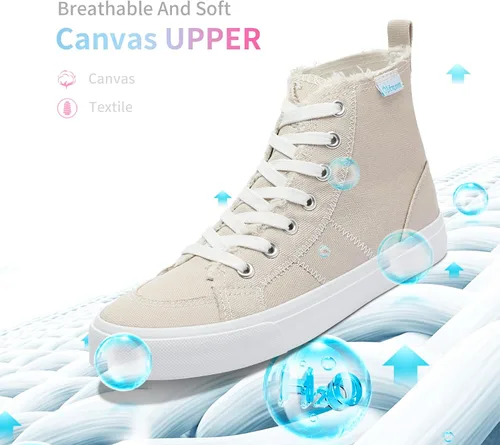Vista 16 de Obtaom Zapatos de lona de alta calidad para mujer/hombre para jugar a media pantorrilla, zapatillas de deporte de moda casuales con cordones de alta