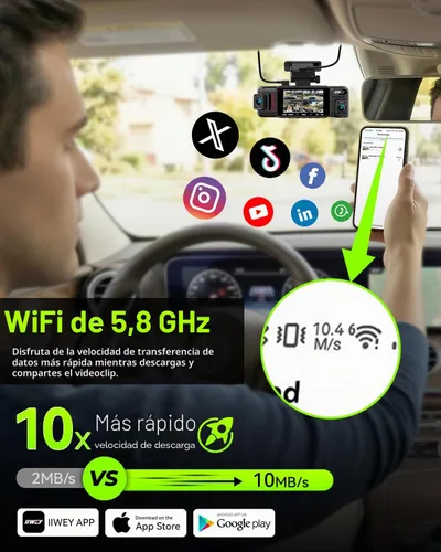 Vista 6 de IIWEY N6 PRO 4K STARVIS 2 4 canales Dash Cam 360° View, tarjeta gratuita