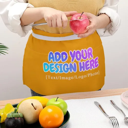 Vista 62 de AXKEUDO Delantal personalizado con bolsillos, delantales de cintura para camarera para cocinar en casa, restaurante, servir trabajo