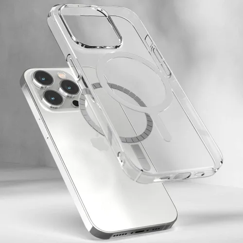 Vista 2 de Sinjimoru Funda transparente para iPhone 14 Plus, ultradelgada, para MagSafe, no amarillea, fuerte, magnética, delgada, transparente, transparente