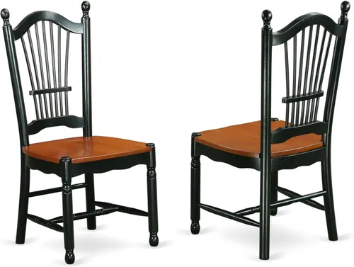 Vista 4 de East West Furniture ANDO3-BCH-W Juego de mesa de comedor de 3 piezas contiene una mesa redonda de madera con pedestal y 2 sillas de comedor