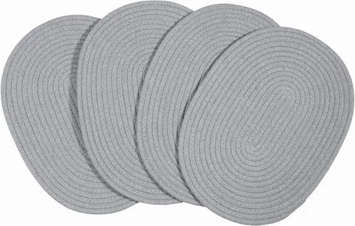 Vista 13 de Juego de 4 manteles individuales de tejido ovalado de ratán de 12 x 16 pulgadas, manteles individuales de mimbre de algodón, estilo rústico