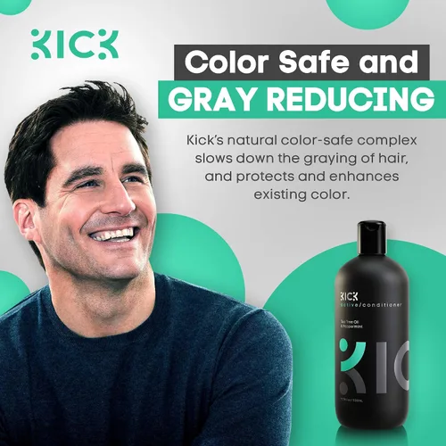 Vista 4 de Kick Champú + acondicionador + espray de sal marina + crema formadora de fijación media, paquete de energía para hombre, cuidado y peinado