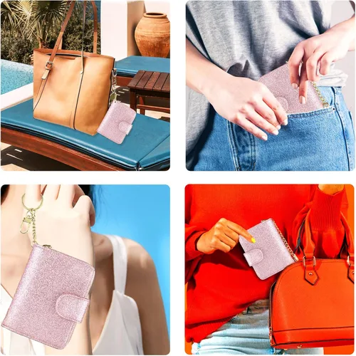 Vista 6 de Beurlike billetera de cuero, con tarjetero con bloqueo RFID, organizador, billetera segura para mujer