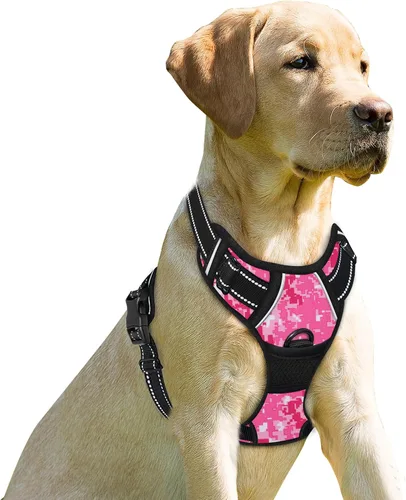Vista 232 de BARKBAY - Arnés para perro sin tirones con clip frontal, material resistente y reflectante, asa de fácil control para pasear perros grandes