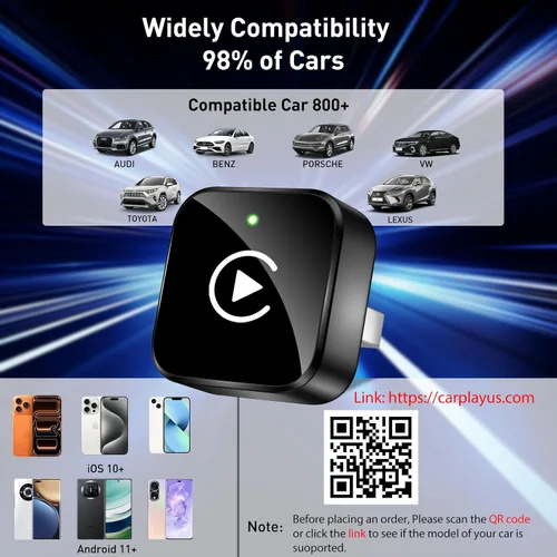 Vista 3 de iGENJUN Adaptador inalámbrico CarPlay 2026 actualizado Mini diseño, USB/USB-C Plug & Play convierte CarPlay a inalámbrico - Fácil de usar conexión
