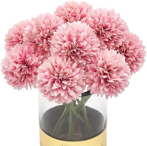 Vista 30 de 10 plantas artificiales de flores artificiales de seda de crisantemo, arreglos de hortensias, ramos de boda, decoración del hogar, cocina, jardín