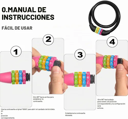 Vista 5 de Ainiv Candado de bicicleta, cable de bloqueo de bicicleta de 25 pulgadas