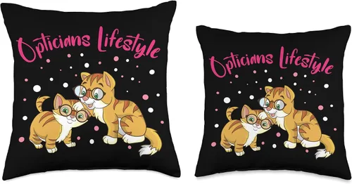 Vista 3 de Pedigree Cat With Glasses Gafas de lectura Cat Owners Kater Opticians, almohada de 16 x 16 pulgadas, multicolor
