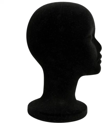 Vista 7 de Foraineam Paquete de 2 cabezas de maniquí de espuma negra, cabezas de espuma de maniquí femenino de 12 pulgadas, soporte para peluca, sombreros