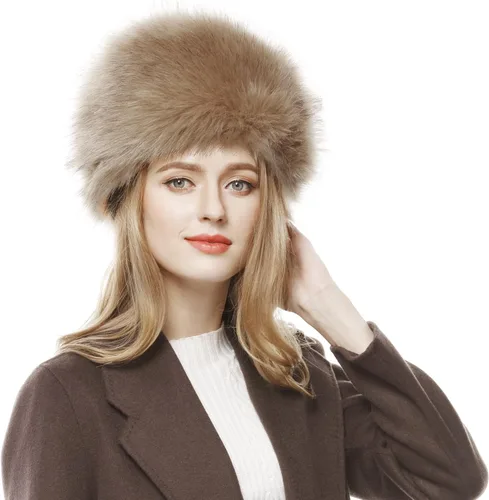 Vista 23 de Lovful Sombrero de invierno para mujer, de piel sintética, estilo cosaco ruso, sombrero de abrigo de invierno
