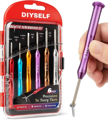 Vista 7 de DIYSELF Destornillador eléctrico, destornillador de 3.7 V con LED, incluye 25 puntas, cable de carga USB, mini destornillador eléctrico