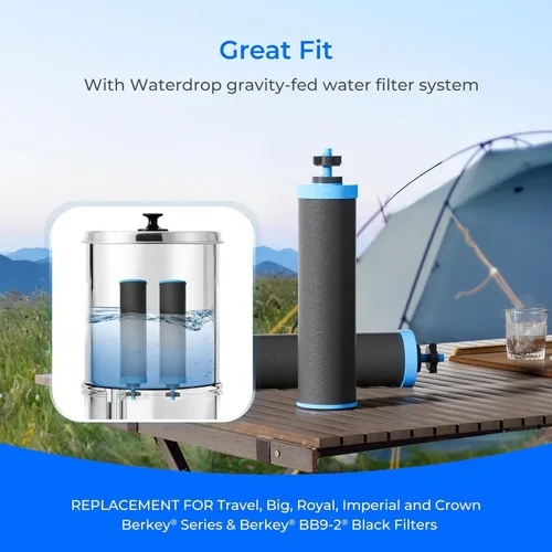 Vista 2 de Waterdrop Filtro de agua por gravedad alcalina W90D, repuesto para filtros Berkey® BB9-2® Black, Purewell®, ProOne® Waterdrop Gravity filtro