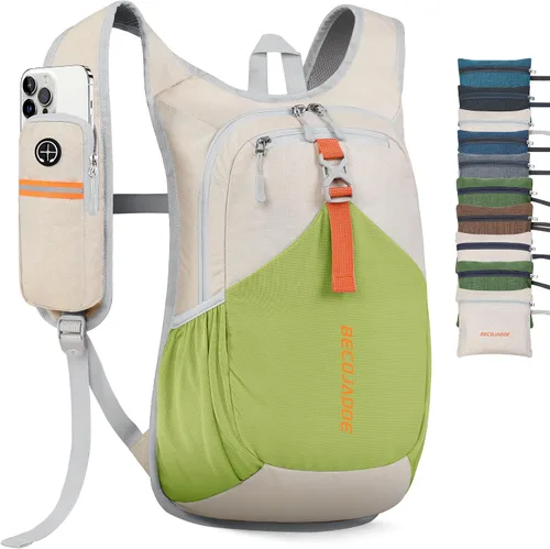 Vista 22 de BECOJADDE - Mochila de senderismo pequeña de 15 L para hombres y mujeres, plegable, ultraligera, para viajes, camping, actividades al aire libre
