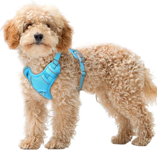 Vista 27 de BARKBAY Arnés para Perro Sin Tirones Talla Grande Arnés Reflectante para Perro con Clip Frontal y Asa de Control Fácil para Caminar Entrenar Correr
