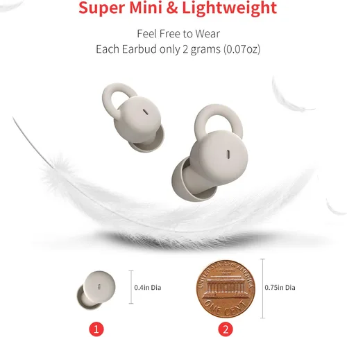 Vista 12 de Auriculares para dormir con micrófono, cómodos auriculares para dormir, diseño pequeño para personas que duermen de lado, capullos invisibles