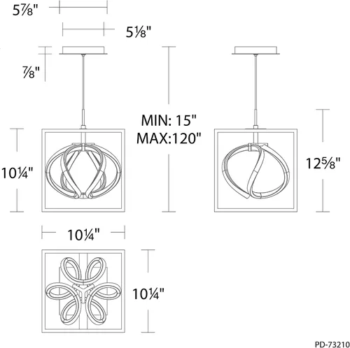 Vista 2 de WAC Lighting dweLED, Sinclair 10 pulgadas LED 1 luz colgante 3000K en hoja de oro negro