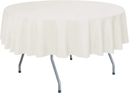 Vista 13 de Ultimate Textile Mantel redondo de lino de poliéster de 60 pulgadas, se adapta a mesas de menos de 60 pulgadas de diámetro, naranja neón