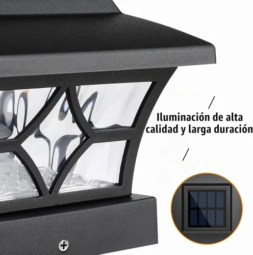Vista 7 de VOLISUN Luces Solares para Postes de Exteriores, Luces Solares para Postes de Valla 4x4 Vinilo/Madera, Luz Solar Negra Impermeable para Poste