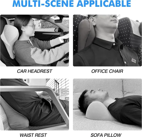 Vista 20 de Almohada para el Cuello del Asiento de Coche para Conducir, Almohada de Reposacabezas de Espuma Viscoelástica Suave con Correa Ajustable y Funda