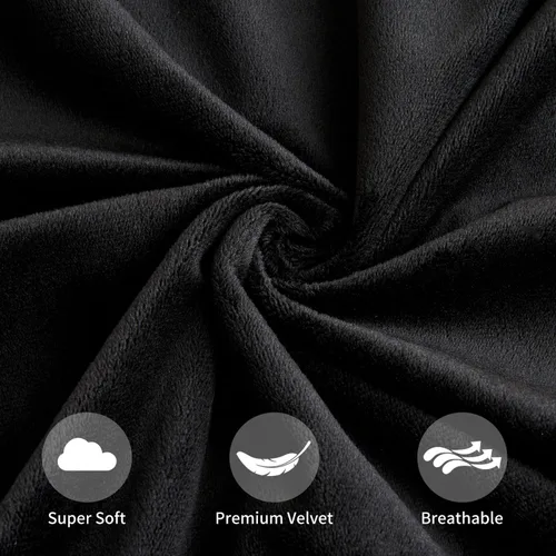 Vista 5 de Juego de 2 fundas de almohada decorativas de terciopelo de 16 x 16 pulgadas, fundas de almohada negras suaves para sofá, cama, sala de estar