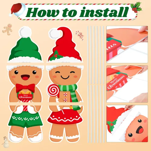 Vista 3 de Namalu Paquete de 2 carteles de Navidad para patio al aire libre, con 12 estacas de pan de jengibre para patio, para camino, invierno, Año Nuevo