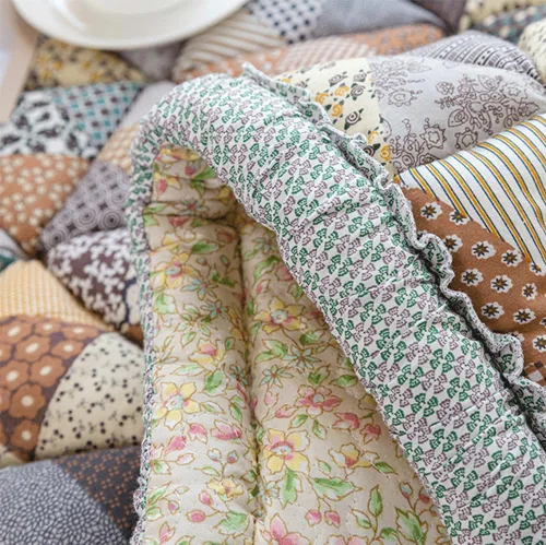 Vista 3 de vctops - Funda de sofá de algodón con diseño bohemio y acolchado en patchwork para sala de estar, con patrón floral, funda seccional para sofá