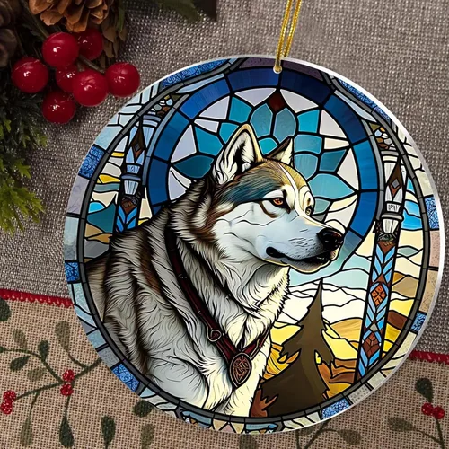 Vista 2 de Regalos de Malamute de Alaska - Adorno Navideño de Perro de Alaska 2025 Regalos de Perro de Alaska para Mujeres, Adorno de Malamute de Alaska
