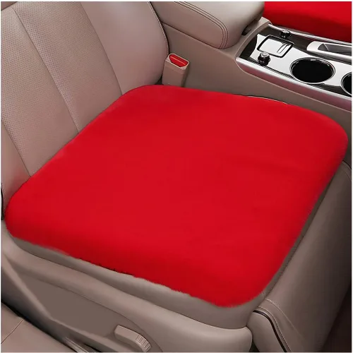 Vista 8 de Paquete de 2 cojines para asiento delantero de automóvil, funda suave y cálida de piel sintética de conejo para asiento de automóvil, almohadilla