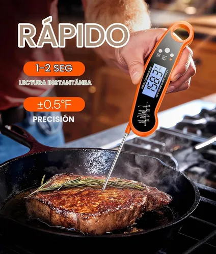 Vista 2 de Termómetro digital de lectura instantánea para carne, termómetro de Naranja