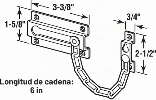 Vista 2 de Prime-Line U 9852 - Protector de puerta de cadena, acero estampado con cadena de acero, acabado pintado en blanco (paquete individual)