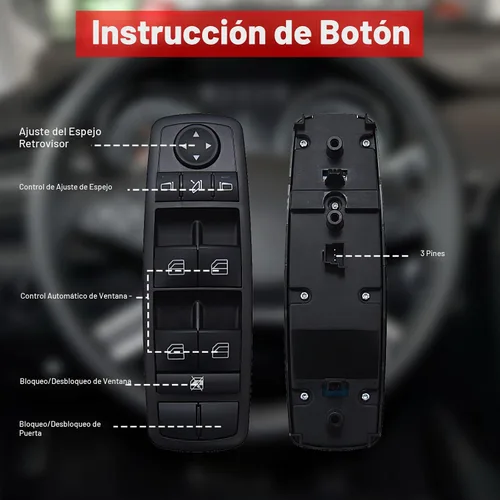 Vista 5 de Geloo Interruptor de control maestro de reemplazo de botón de ventana