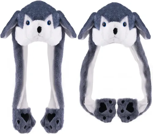Vista 4 de Arcimatto Sombrero de animal para disfrazarse, fiesta de cosplay, Navidad, vacaciones, lindo gorro con solapa para niños y adultos