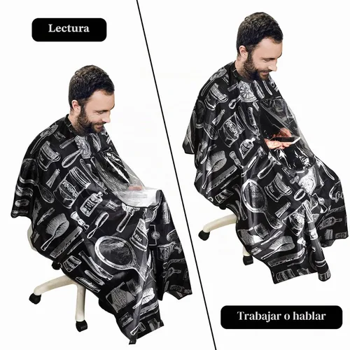 Vista 5 de FEBSNOW Capa de peluquero con ventana transparente y cepillo de plumero