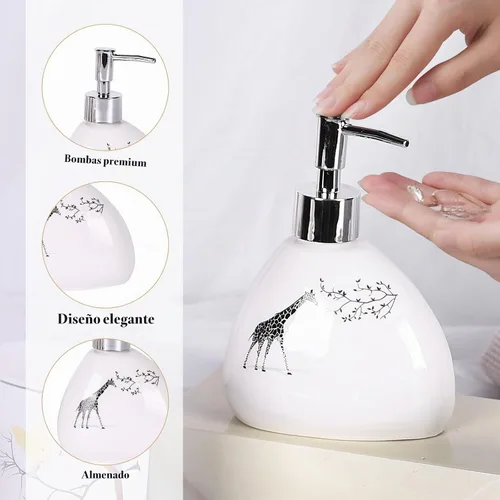 Vista 4 de Juego de accesorios de baño blancos, decoración moderna de baño de encimera, juego de accesorios de baño de lujo de 6 piezas, completo con Animal