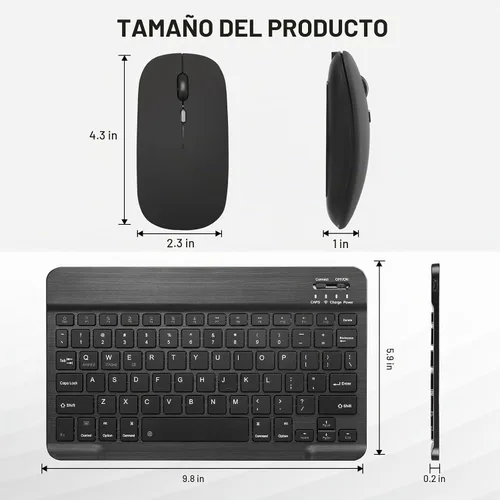 Vista 6 de Teclado Bluetooth Ultradelgado Portátil Mini Inalámbrico Recargable para Apple iPad iPhone Samsung Tablet Teléfono Smartphone iOS Android Windows