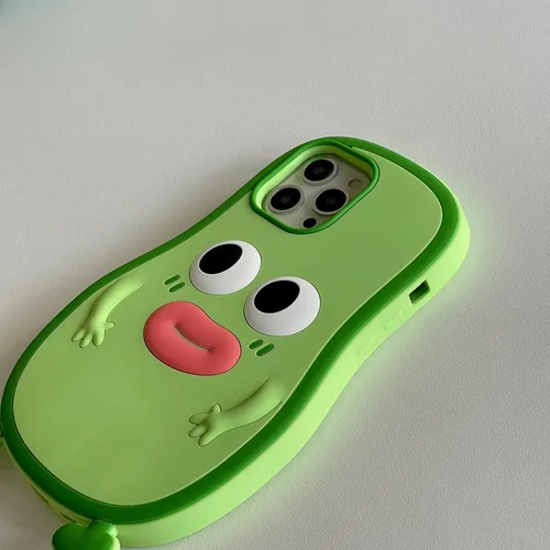 Vista 7 de Funda 3D de hombre aguacate para iPhone 13/iPhone 14 de 6.1 pulgadas, diseño de dibujos animados de lindo personaje Kawaii divertido
