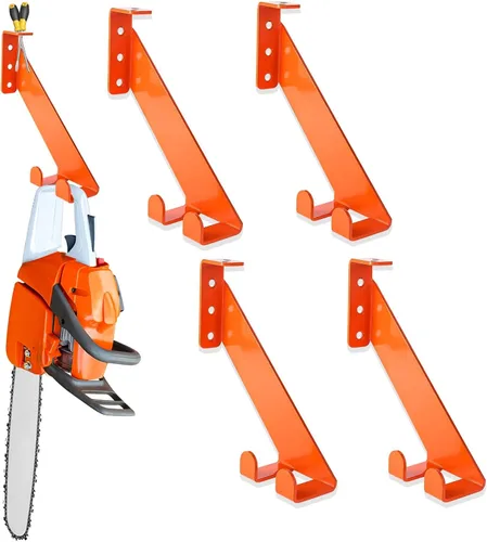 Vista 12 de Soporte para motosierra 3 en 1 de 10 pulgadas, soporte de pared de motosierra resistente, colgador de sierra de cadena de acero calibre 10