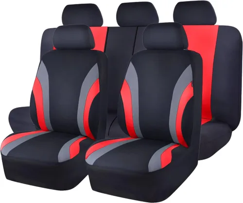 Vista 13 de CAR PASS Line Rider Sporty Cloth 11PCS Asiento de coche cubierta de ajuste universal -100% transpirable con 5 mm de esponja compuesta