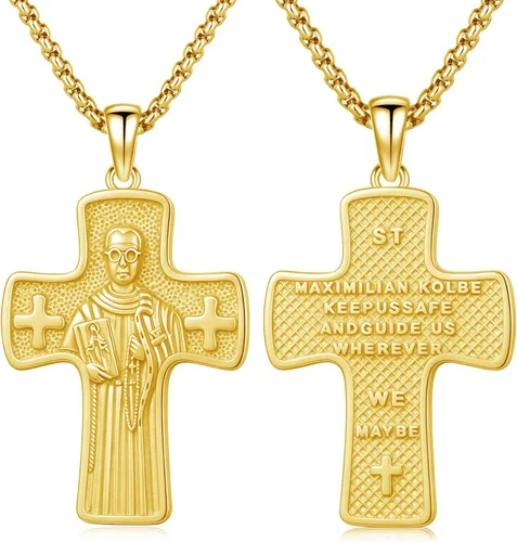 Vista 145 de 925 Sterling Silver Patron Saint Amulet Necklace for Men Women plateado
