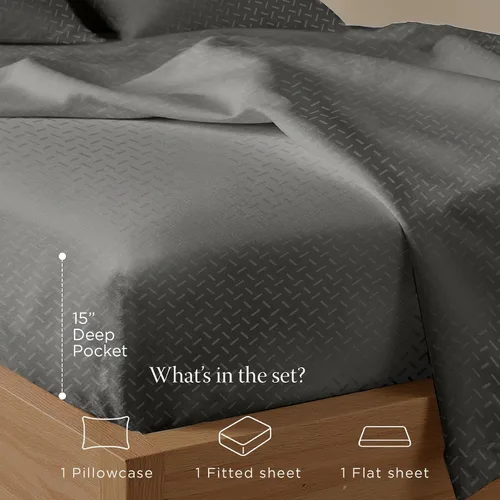 Vista 254 de Threadmill Juego de sábanas de algodón Twin Sábanas 100% algodón para cama tamaño Twin Juego de sábanas de satén jacquard damasco con bolsillo