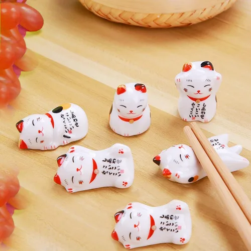 Vista 5 de Paquete de 6 palillos de cerámica con forma de panda, cuchara, tenedores, cuchillos, vajilla de descanso, soporte de panda, adorno festivo para mesa