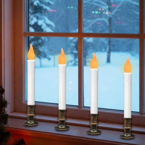 Vista 8 de Velas de ventana operadas por batería SUNSGNE, velas de ventana sin llama con sensor del atardecer al amanecer para decoración navideña de mesa