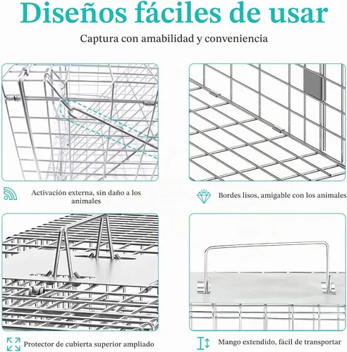 Vista 4 de Trampa de jaula para animales vivos, 37 "x 13" x 14.5" trampa para gatos