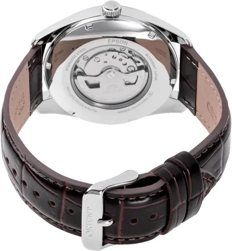 Vista 2 de Orient RA-BA0005S Reloj automático con correa de cuero para hombre, esfera blanca, calendario multianual, Blanco, Reloj automático